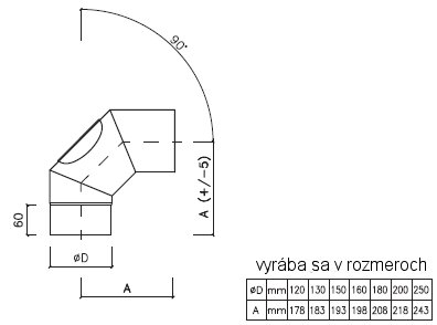 koleno na krby nastaviteľné oceľové