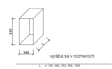 predĺžemie na napojenie dvierok komína CENA ZA 1m s rozmerom 21x14 cm